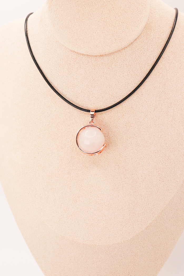 Pendant | Rose Quartz Moon Sphere