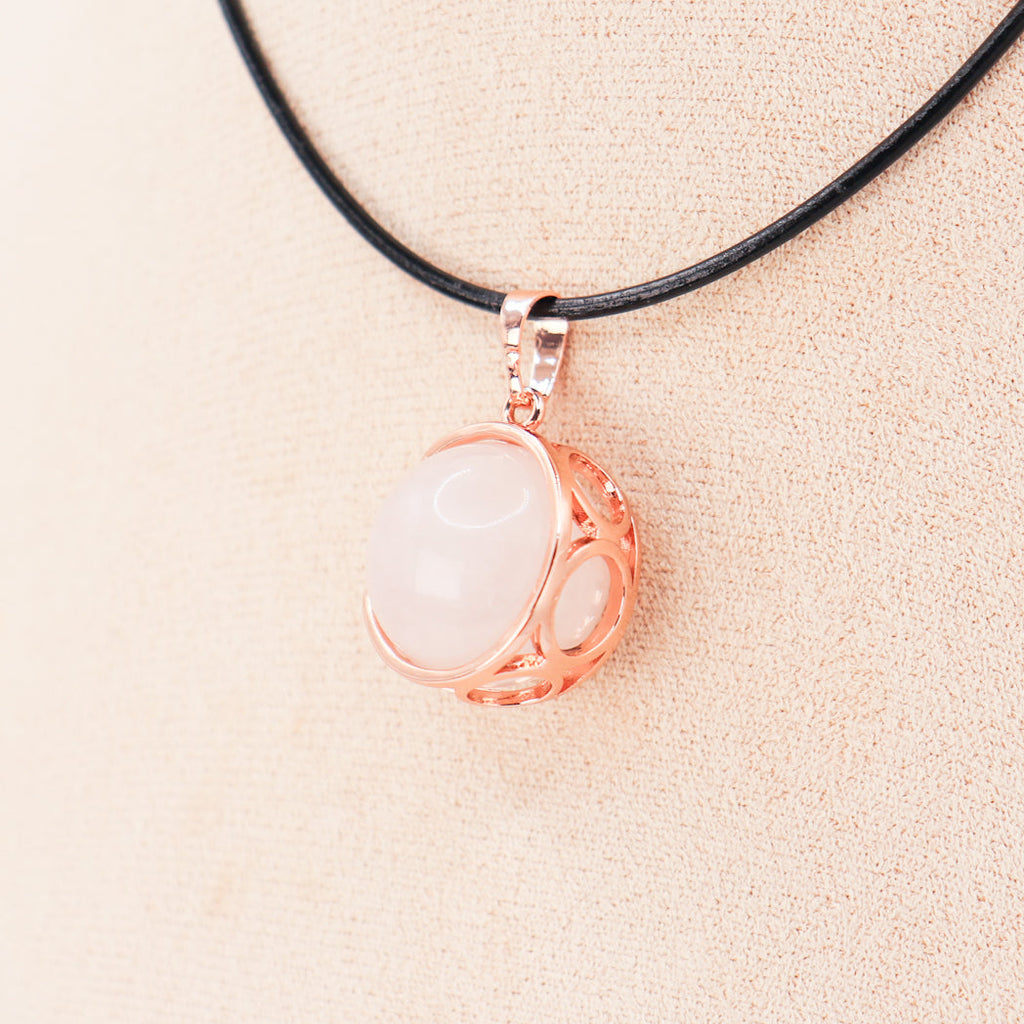Pendant | Rose Quartz Moon Sphere