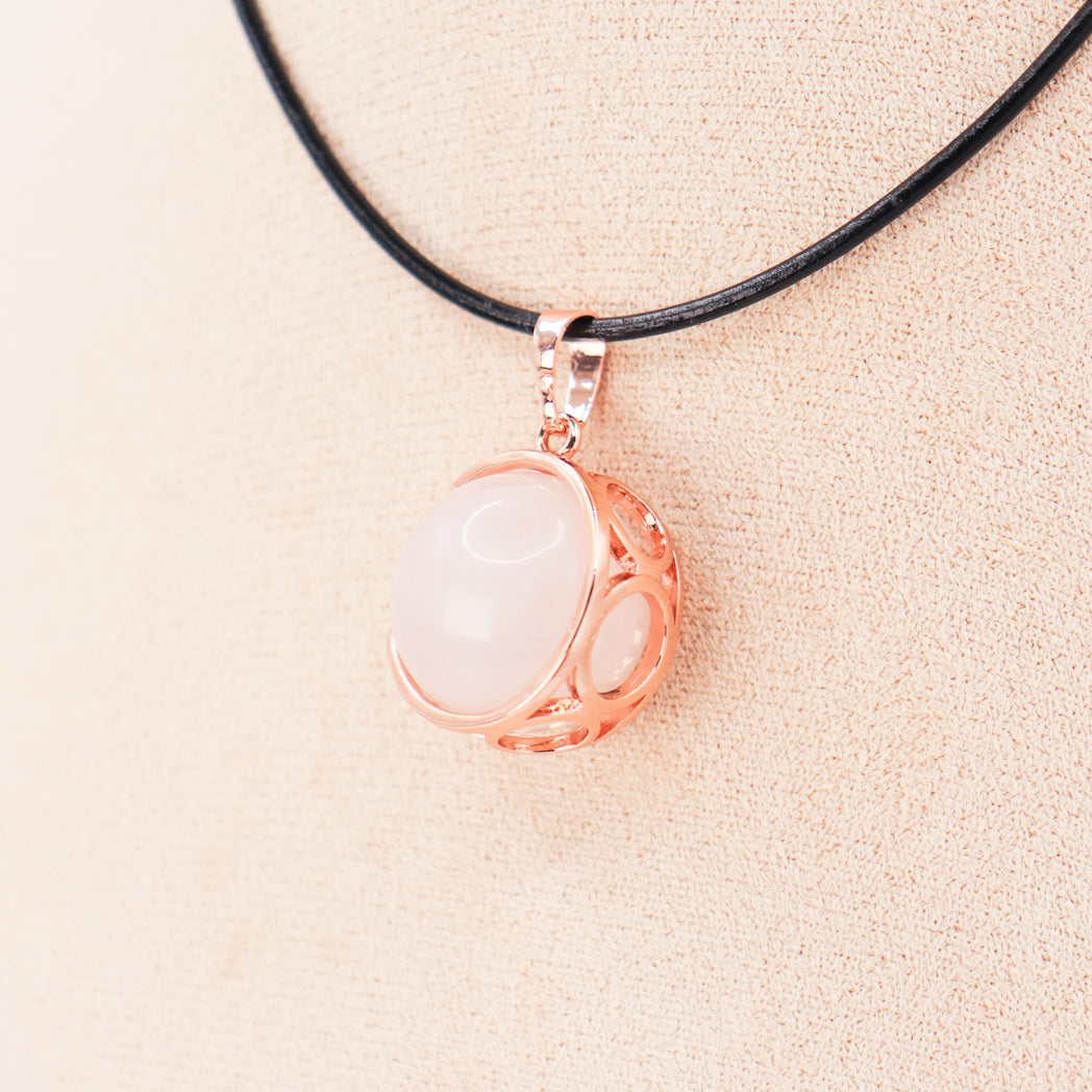 Pendant | Rose Quartz Moon Sphere